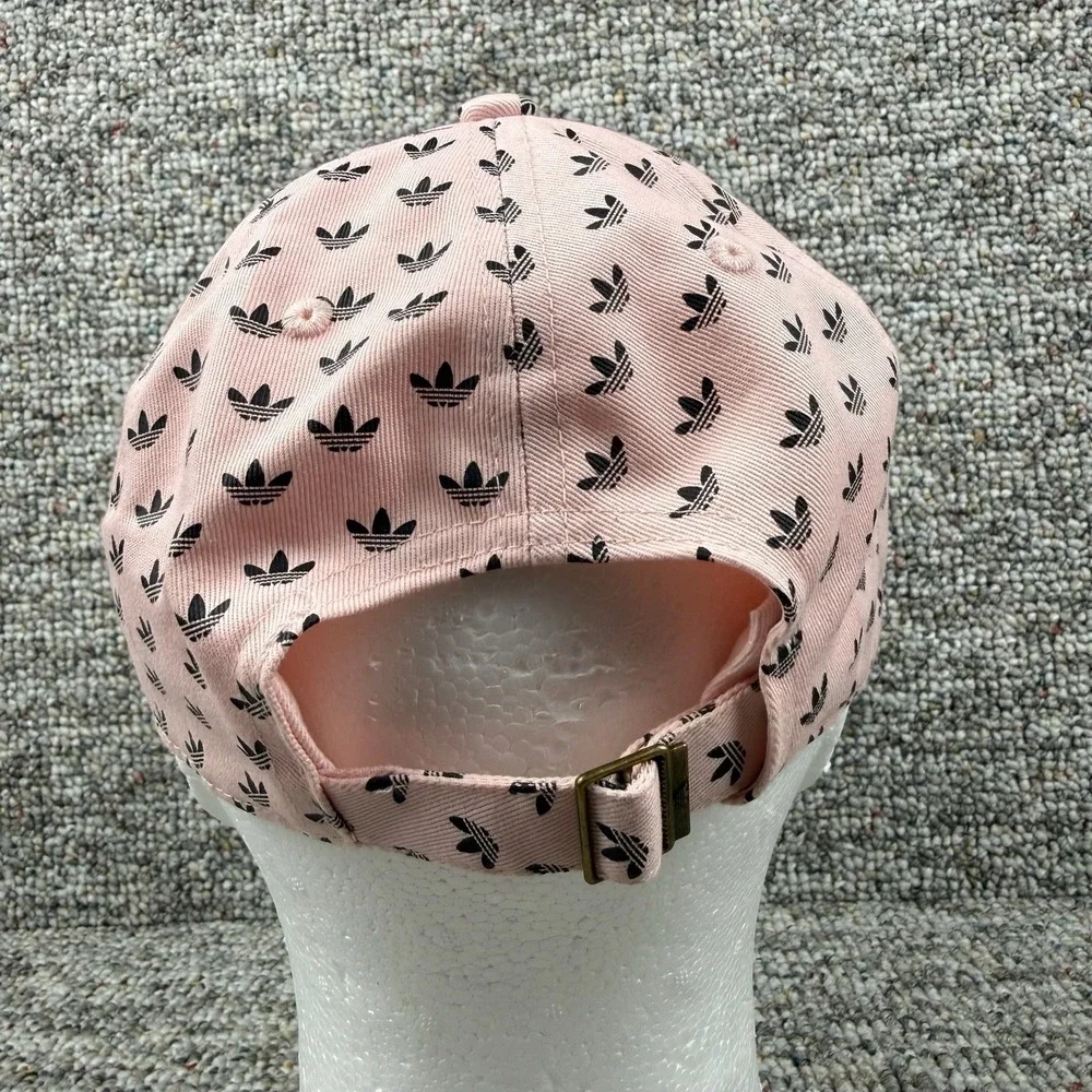 Adidas Hat Cap Strap Back Mens One Size Trefoil All Over Print Logo Sports Pink
